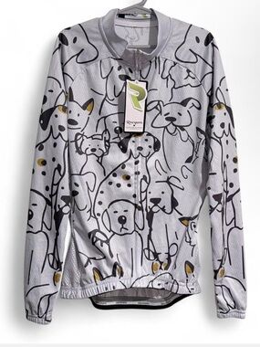 NWT RCCS SPORTS Jersey Like Athletic Puppy Dog Pattern Unisex Zip Up Jacket 6/8